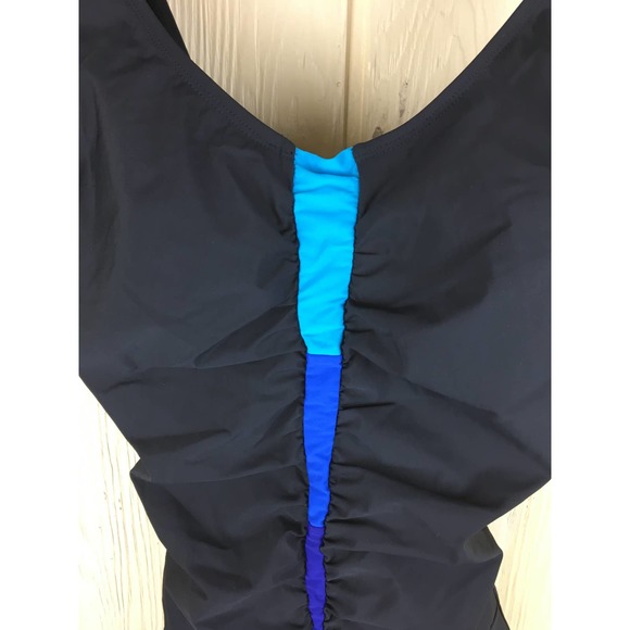 Slimming Swimsuit Womens 10 Tummy Control One Piece Swim Ruching Black Beach - Picture 2 of 9